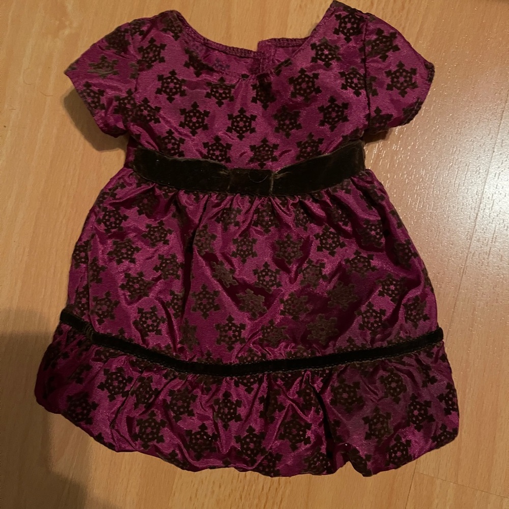 American Girl Bitty Baby Sweet burgundy Snowflake Dress